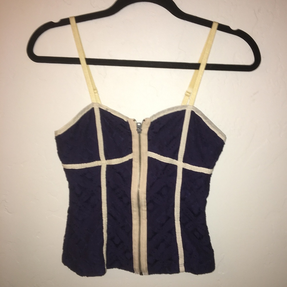 Coincidence & Chance Navy and Cream Bustier Size S